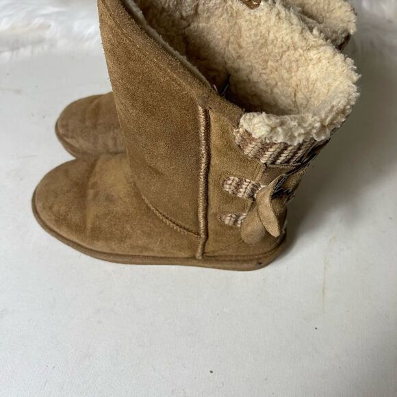 BearPaw youth suedes and back knit boots with sheep skin wool blend lining SZ4 - Picture 10 of 12
